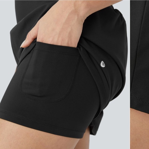 Halara Super High Waisted Back Pocket & Side Pocket Shorts 5'' Black NWT Large - Picture 3 of 14